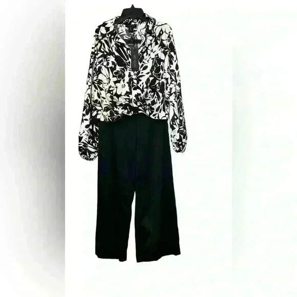 Rachel Zoe 2 Piece Set Black And White Flower Size S - Picture 2 of 8